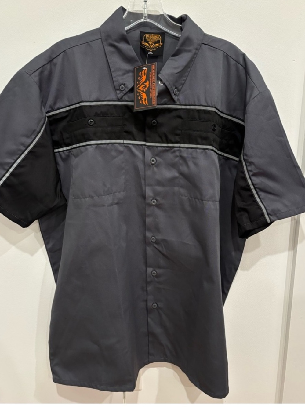 Milwaukee Leather NEW Short Sleeve High Visibilty Grey Black Shirt Mens 2XL Work